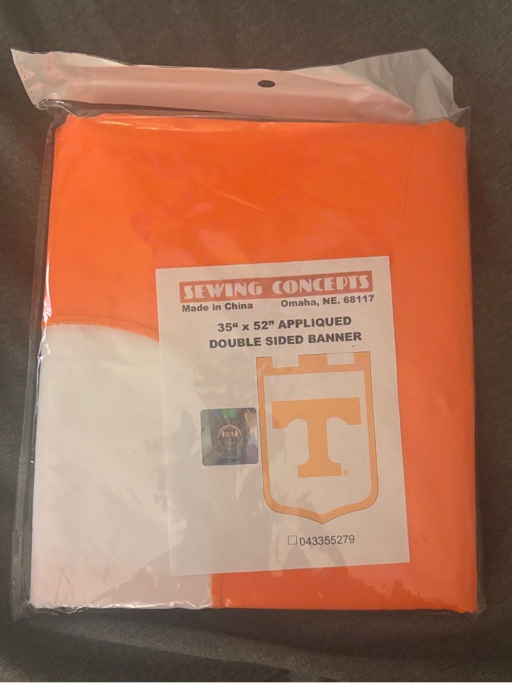 University of Tennessee Orange and White Appliqued Double-Sided Banner